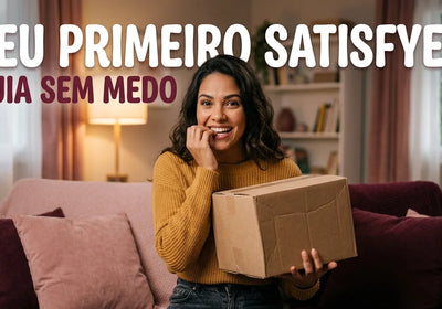 satisfyer para iniciantes — mulher animada e nervosa segurando caixa