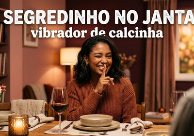 vibrador de calcinha como funciona — mulher fazendo sinal de silêncio no jantar