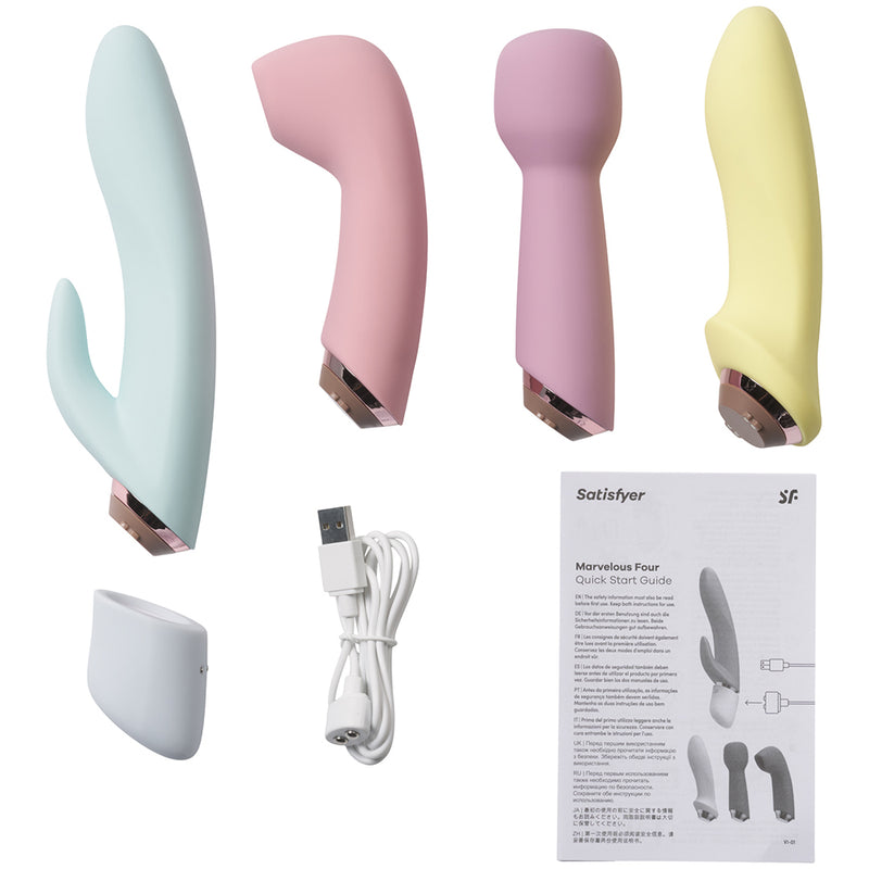 Satisfyer Marvelous Four 4 em 1 - Vibrador Poderoso com 4 Estímulos Intensos - Vibrador 4 em 1 - Vibrador Satisfyer - Estimulador Anal - Estimulador de Ponto-G - Estimulador de Clitóris - Estimulador de Corpo - Massageador de Corpo - Vibrador Safisfyer